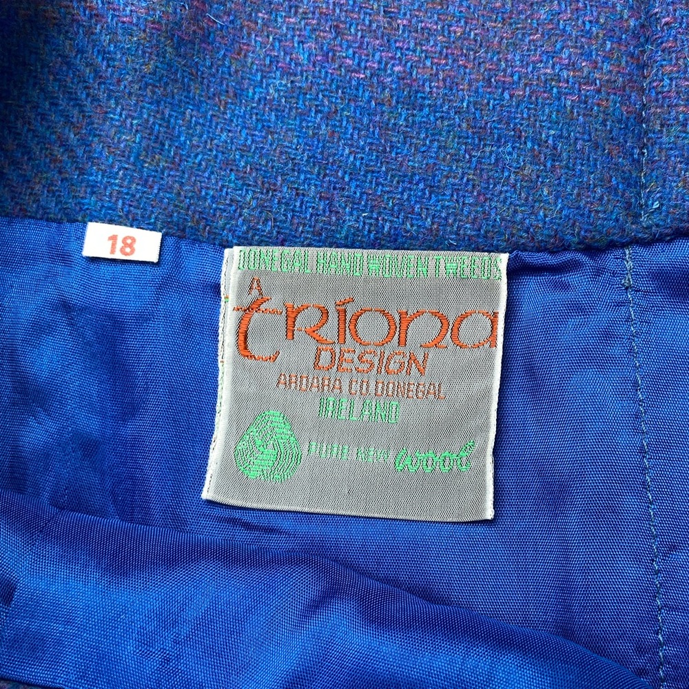 NWT Triona Design Donegal Wool Tweed Pencil Skirt UK 18 Blue Purple - Picture 2 of 13
